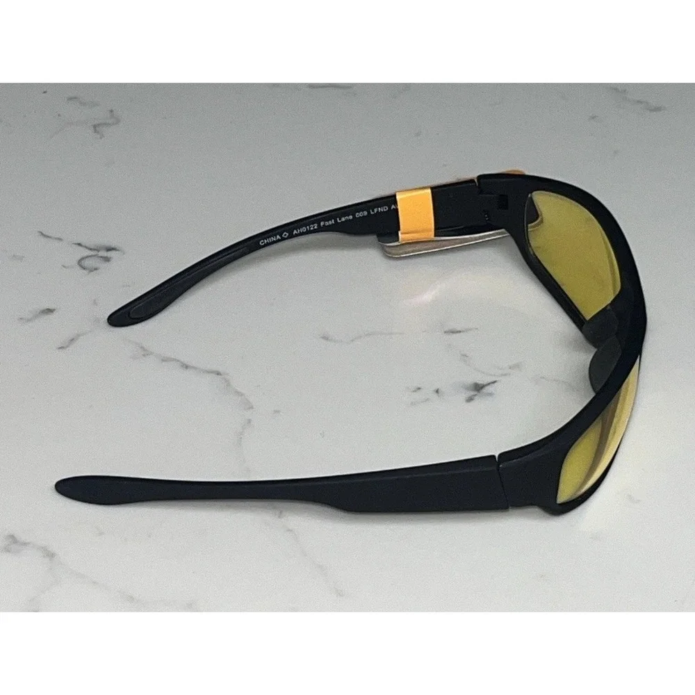 NEW Foster Grant NIGHT DRIVERS Glasses Black Wrap FAST LANE